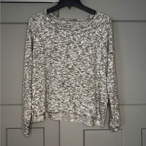 American Eagle soft and sexy Women's Grey and White Knit cropped sweater